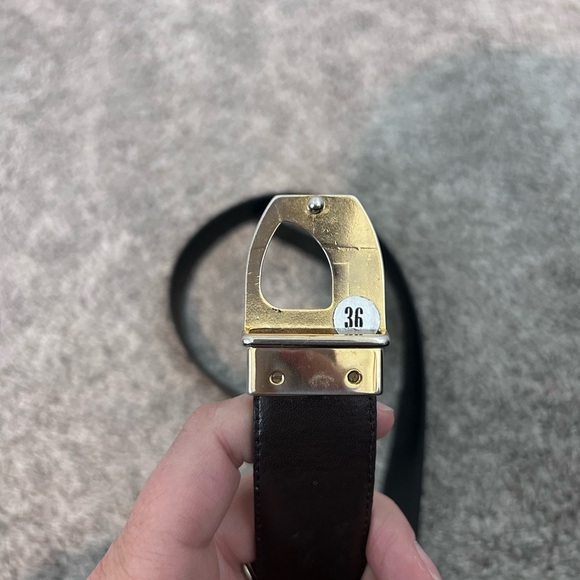 Vintage Dior Leather Reversible Buckle Belt - Picture 4 of 5